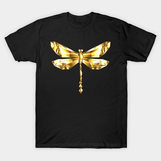 Gold Polygonal Dragonfly T-Shirt by Blackmoon9